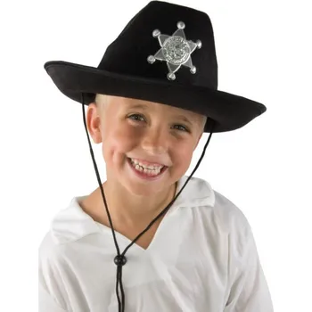 Karnevalový doplněk PTIT CLOWN Dětský kovbojský klobouk - šerif černý