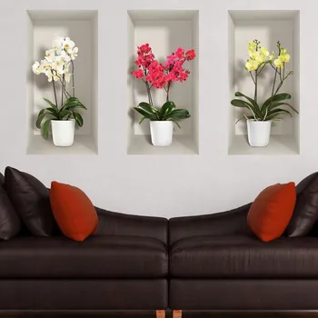Samolepící dekorace Ambiance Sada 3 3D samolepek na zeď Orchids