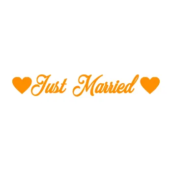 Samolepící dekorace SAMOLEPKA Just Married 004 srdíčka (06 - oranžová) NA AUTO, NÁLEPKA, FÓLIE, POLEP, TUNING, VLASTNÍ TEXT, TISK, AUTOSAMOLEPKY.cz, POLEPY, OBRÁZEK, LOGO, SAMOLEPKY