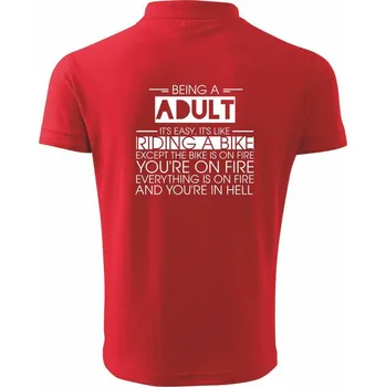 Pánská košile Being a adult - bike - Polokošile pánská Pique Polo 203 - M ( Červená )