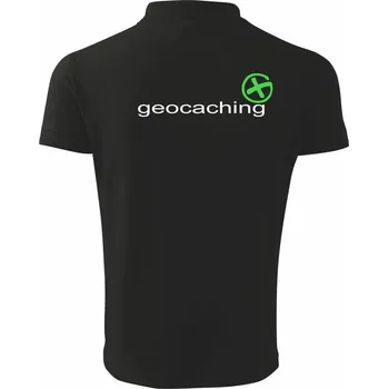 Pánská košile Geocaching nápis - Polokošile pánská Pique Polo 203 - 4XL ( Černá )
