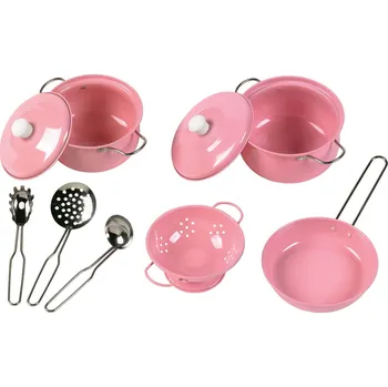 nádobí do dětské kuchyňky Tidlo Sada nádobí růžová 9 ks