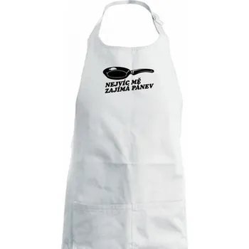 Kuchyňská zástěra Nejvíc mě zajímá pánev - Dámská zástěra na vaření - Univerzální velikost ( Bílá )