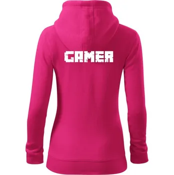 Dámská mikina Gamer nápis - Dámská mikina trendy zipper s kapucí - 2XL ( Purpurová )