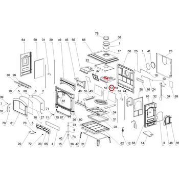 Krbová kamna La Nordica - Isotta a Isotta forno - náhradní pravý litinový deflektor - díl 57
