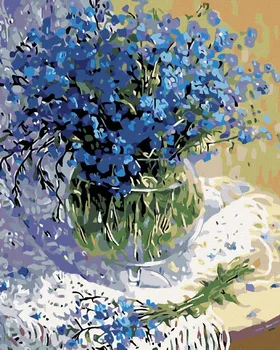 Zuty Kytice modrých květů 40 x 50 cm s rámem