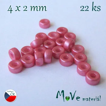 Dětské navlékací korálky CZECH HEISHI 4x2mm/22ks, starorůžové