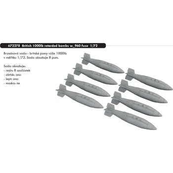 Plastikový model Eduard 1/72 British 1000lb retarded bombs w_960 fuse