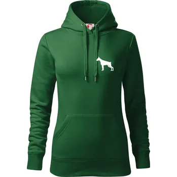 Dámská mikina Dobrman ikona prso - Mikina dámská Cape s kapucí - 2XL ( Lahvově zelená )