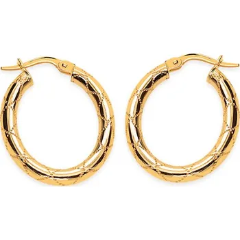 Náušnice Zlaté oválné náušnice vzorované 2 cm IZ23219 + dárkové balení LUXUS zdarma