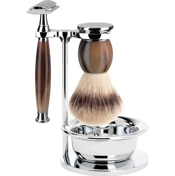 Mühle holící set Silvertip Fibre,hladká, rukojeť z pravého rohu