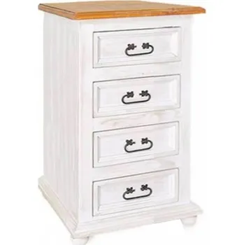 Komoda Masivní komoda WHITE HOME Slim COM110 Barevné provedení: Bílá patina K03 - tmavý vosk K02