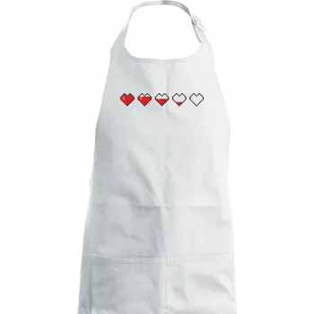 Kuchyňská zástěra Gamer - srdce - životy - Dámská zástěra na vaření - Univerzální velikost ( Bílá )
