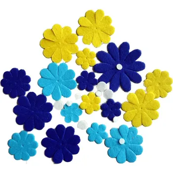 BD-Tova Výseky z filcu - Květiny - žluto/modré, 27 ks