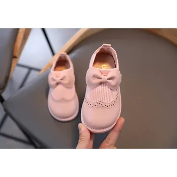 Dětská treková obuv Čína Pohodlné botičky z umělé kůže s mašličkou Barva: Růžová, Velikost: 26 (15,5 cm)