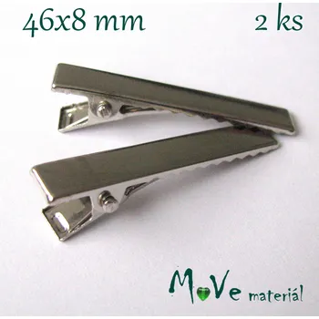Spona do vlasů plochá se zoubky 46mm, 2ks, platina
