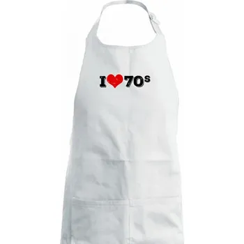 Kuchyňská zástěra I love 70s - Dámská zástěra na vaření - Univerzální velikost ( Bílá )