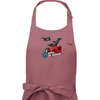 Kuchyňská zástěra Zima je kámoš fréza - Pánská zástěra na vaření - Univerzální velikost ( Starorůžová )