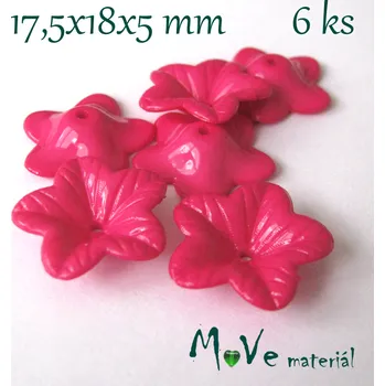 Dětské navlékací korálky Akrylový květ 18mm - lesklý, 6ks, tm. růžový