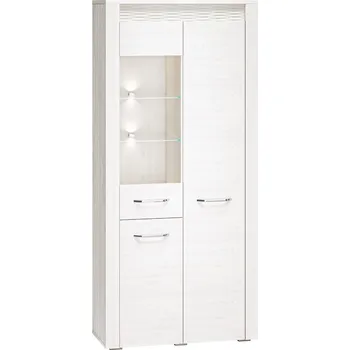 Knihovna Vitrína široká borovice sněhová CLERMONT 04