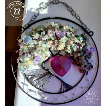 Drátovaný strom života Polodrahokamy - Fluoritový Dávám věci do pořádku22cm Drátované stromy života