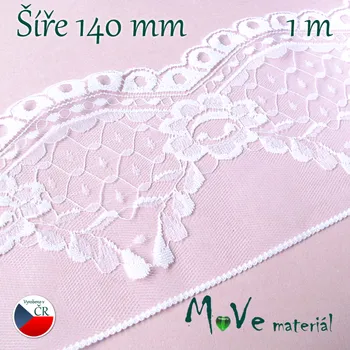 Krajka syntetická 140mm, 1m, bílá