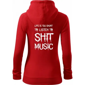 Dámská mikina Metal font - listen music (Hana-creative) - Dámská mikina trendy zipper s kapucí - XS ( Červená )