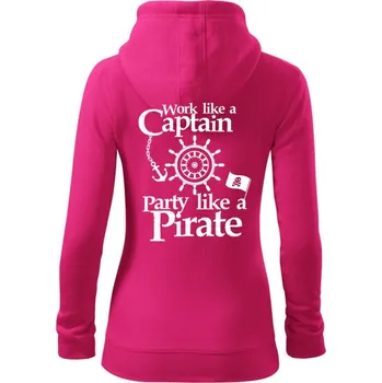 Dámská mikina Work Like A Captain Party Like A Pirate - Dámská mikina trendy zipper s kapucí - XL ( Purpurová )
