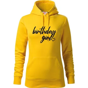 Dámská mikina Birthday girl psací - Mikina dámská Cape s kapucí - XS ( Žlutá )