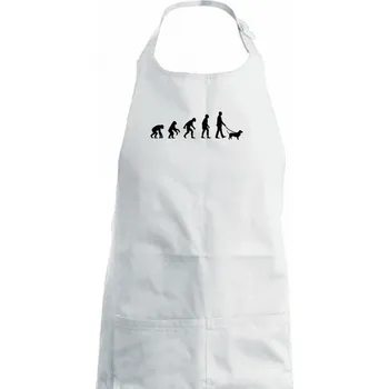 Kuchyňská zástěra Evoluce pes baset (muž-žena) - Dětská zástěra na vaření - Univerzální velikost ( Bílá )