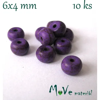 Dětské navlékací korálky Korálky howlit disk 6x4mm, 10ks, fialový