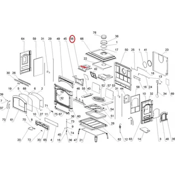 Krbová kamna La Nordica - Isotta a Isotta forno - náhradní levý litinový deflektor - díl 56
