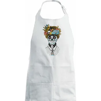 Kuchyňská zástěra Mexická maska - muž (Pecka design) - Dámská zástěra na vaření - Univerzální velikost ( Bílá )