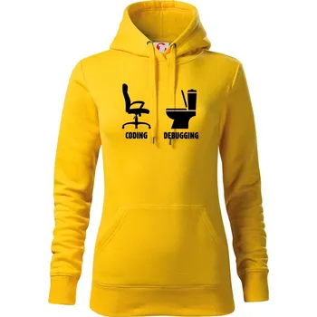 Dámská mikina Coding debugging - Mikina dámská Cape s kapucí - L ( Žlutá )