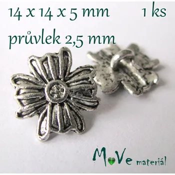 Knoflík Bižuterní kovový knoflík 14x14x5mm, 1ks