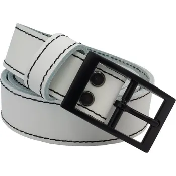 Opasek opaskujse Kožený opasek basic, kůže bílá, prošití černé, spona černá, kovová Délka opasku: 55 cm