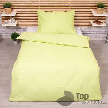 Povlečení Jednobarevné prodloužené bavlněné povlečení 140x220+70x90 Limetková