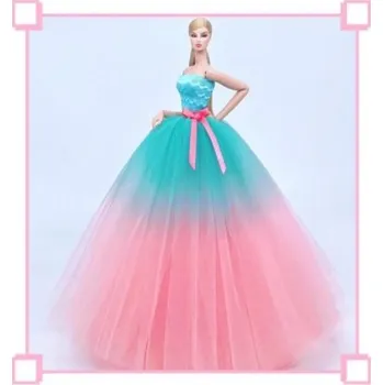 Doplněk pro panenku Modní plesové šaty na panenku Barbie Varianta: 6 tyrkysovo růžové