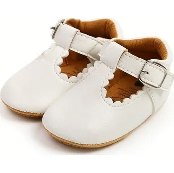 Dětská sálová obuv Kožené protiskluzové sandálky - capáčky Barva: Bílá, Velikost: 12 (7-12 m)
