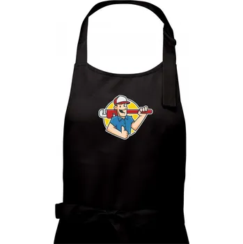 Kuchyňská zástěra Instalatér kreslený - Pánská zástěra na vaření - Univerzální velikost ( Černá )