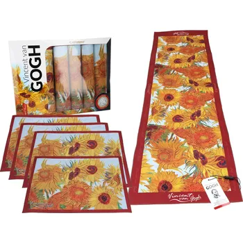 prostírání Carmani® Carmani - Sada 4 prostírání s běhounem na stůl V. van Gogh, Sunflowers - 29,5*40 cm