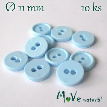 Knoflík Knoflík košilový - plast 11mm, 10ks, bleděmodrý