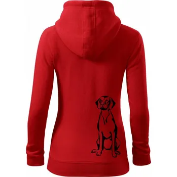 Dámská mikina Vizsla na výšku - Dámská mikina trendy zipper s kapucí - XS ( Červená )