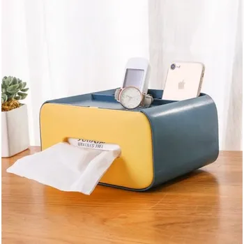 Zásobník na papírové ručníky Oválný stolní zásobník na papírové kapesníčky s přihrádkami Barva: tmavě modrá