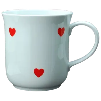 Český porcelán, Dubí Velký porcelánový hrnek GOLEM, Červená srdíčka - 1,5 l