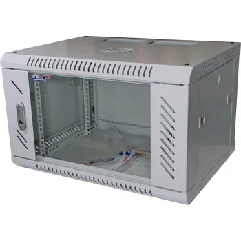 Rozvaděč LEXI-Net 19" nástěnný rozvaděč 6U 600x450, nosnost 60 kg, skleněné dveře, rozložený, šedý