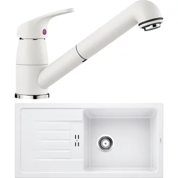 Kuchyňský dřez Set Blanco 11-B 25 (dřez Favum XL 6 S Bílá + baterie Daras-S Bílá)