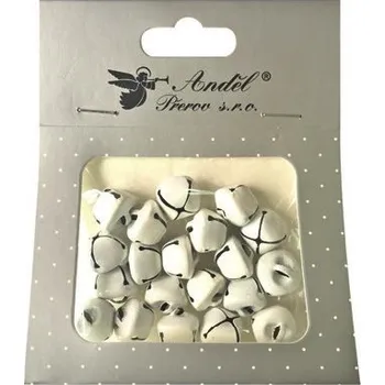 Vánoční dekorace Rolničky bílé 1,5 cm, 20 ks