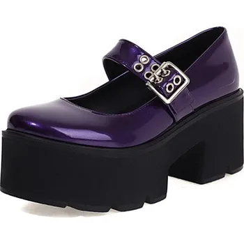 Dámské lodičky Lakované lodičky s kulatou špičkou GoodDayGirl Fashion Barva: Fialová, Velikost: 35