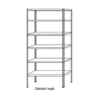 Dílenský regál Základní regál AFIN 2000x1300x500 mm celokovový pozinkovaný nebo lakovaný 2 metry výška 1,3 metru šířka a 50 cm hloubka 4 až 6 polic nosnost police 150 kg Povrchová úprava: Pozink, Počet polic: 4